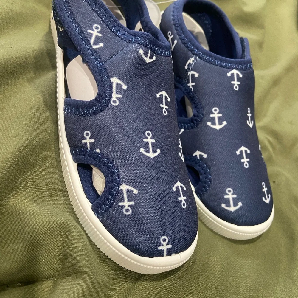 Navy Anchor Print Toddler Water Shoes